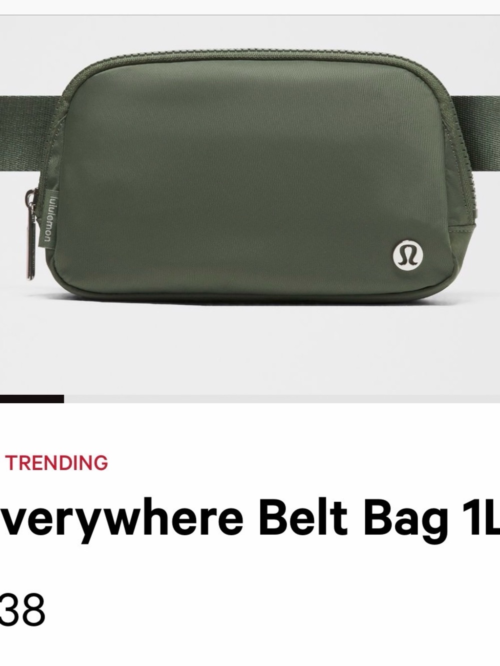 NWOT - Lululemon Athletica Olive Green Everywhere Belt Bag